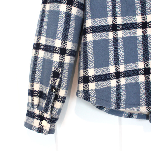 Scotch & Soda Blue White Aztec Check Sherpa Lined Corduroy Jacket Small Shacket - Picture 6 of 8